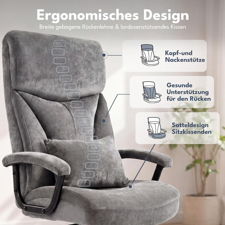 Asukale Bürostuhl Ergonomisch 200KG, Schreibtischstuhl Computerstuhl Office Chair, Hoher Rücken Ergo
