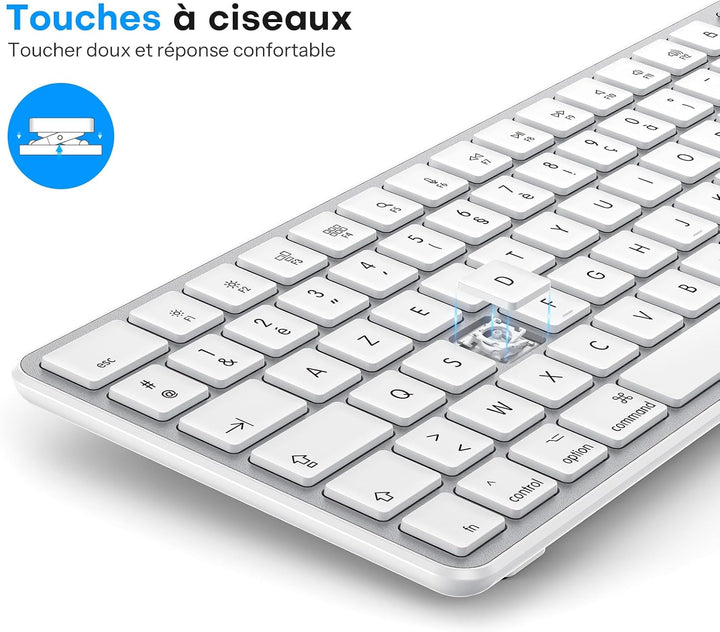 OMOTON Tastatur Maus Set Kabellos (FR-Argent)
