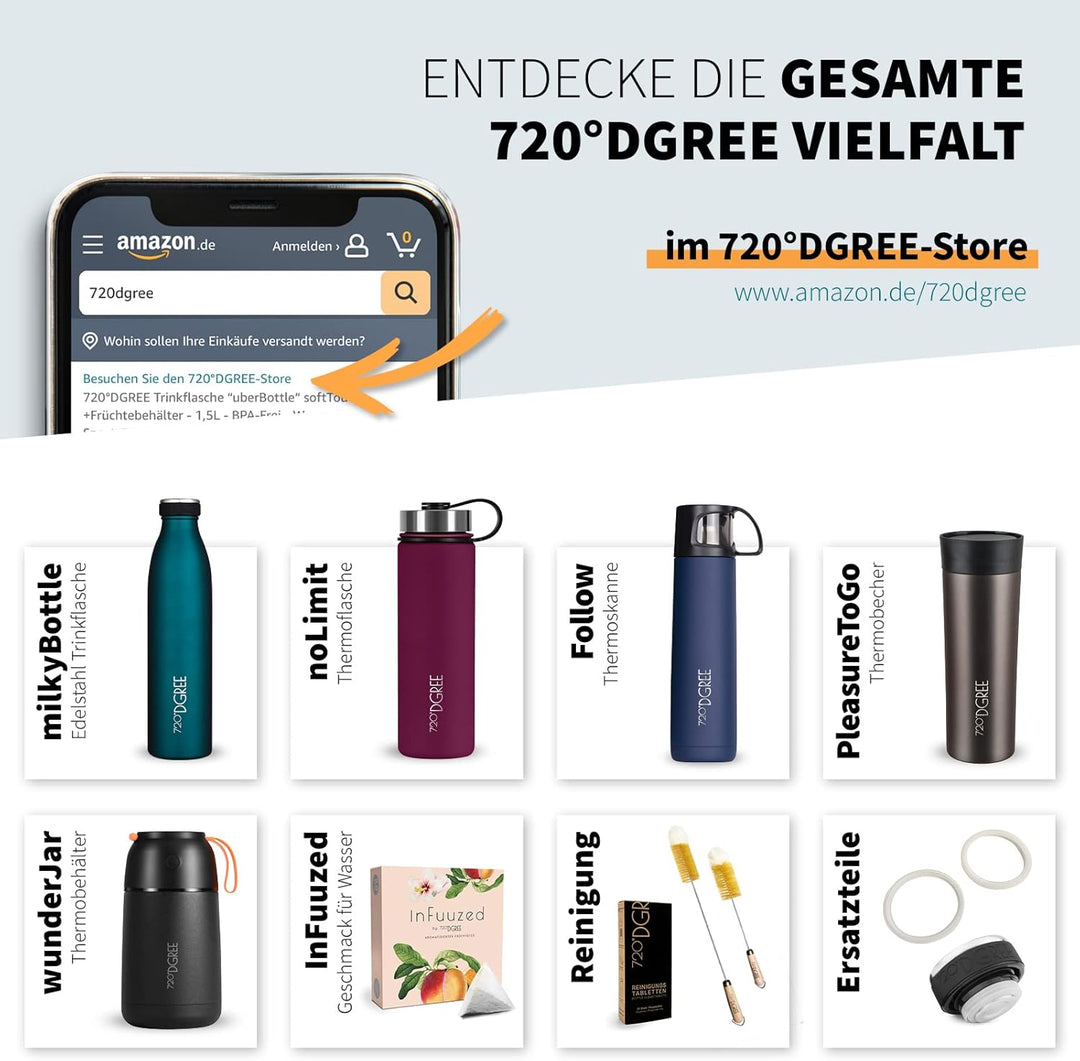 720°DGREE Fitness Trinkflasche mit Griff “uberBottle Jug“ - 2300ml - BPA-Frei, Auslaufsicher - Gross