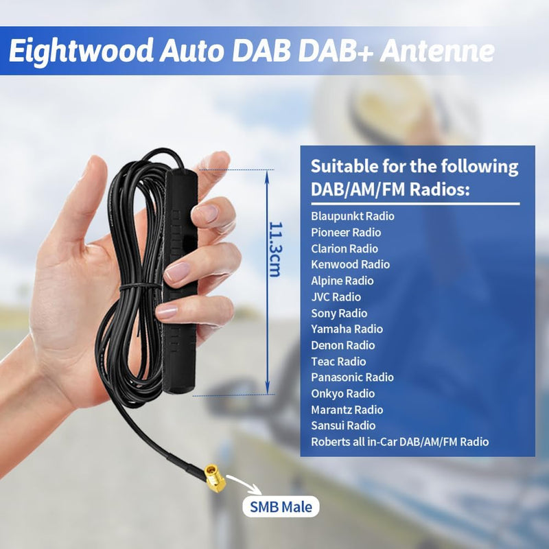 Eightwood DAB DAB+ Antenne Auto FM AM Radio Antenne Windschutzscheiben Antenne Patch Antenne + 3M DA