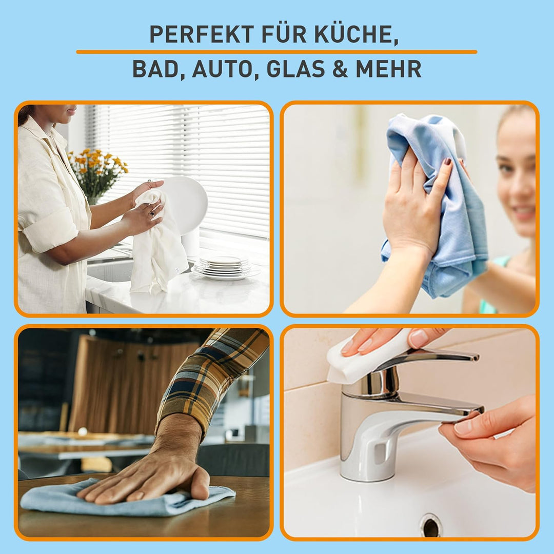 Ultra Mikrofaser Küchentuch Geschirrtuch Trockentuch 50x70 cm, blau, 10 Stück, Profipack, Waschbar,