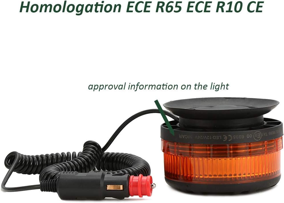 D-TECH 12/24V LED Warnlicht Stroboskoplicht Blinklichter Frontblitzer Rundumleuchte Amber Notlicht-L