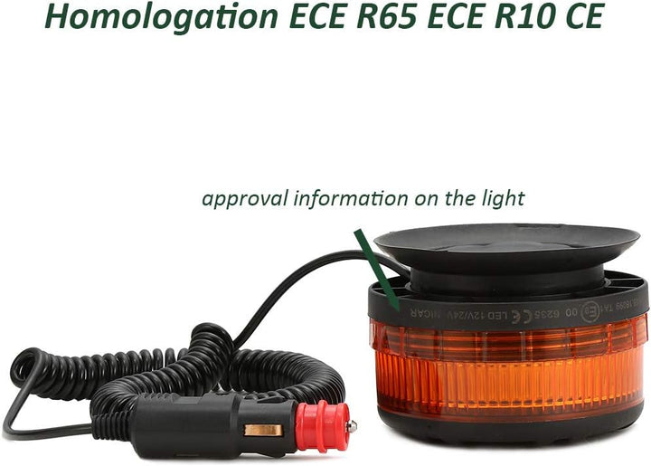 D-TECH 12/24V LED Warnlicht Stroboskoplicht Blinklichter Frontblitzer Rundumleuchte Amber Notlicht-L