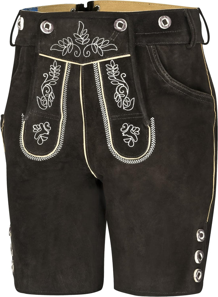 Schöneberger Trachten Couture Herren Feldberg Lederhose kurz Trachtenlederhose inkl. Hosenträger 46