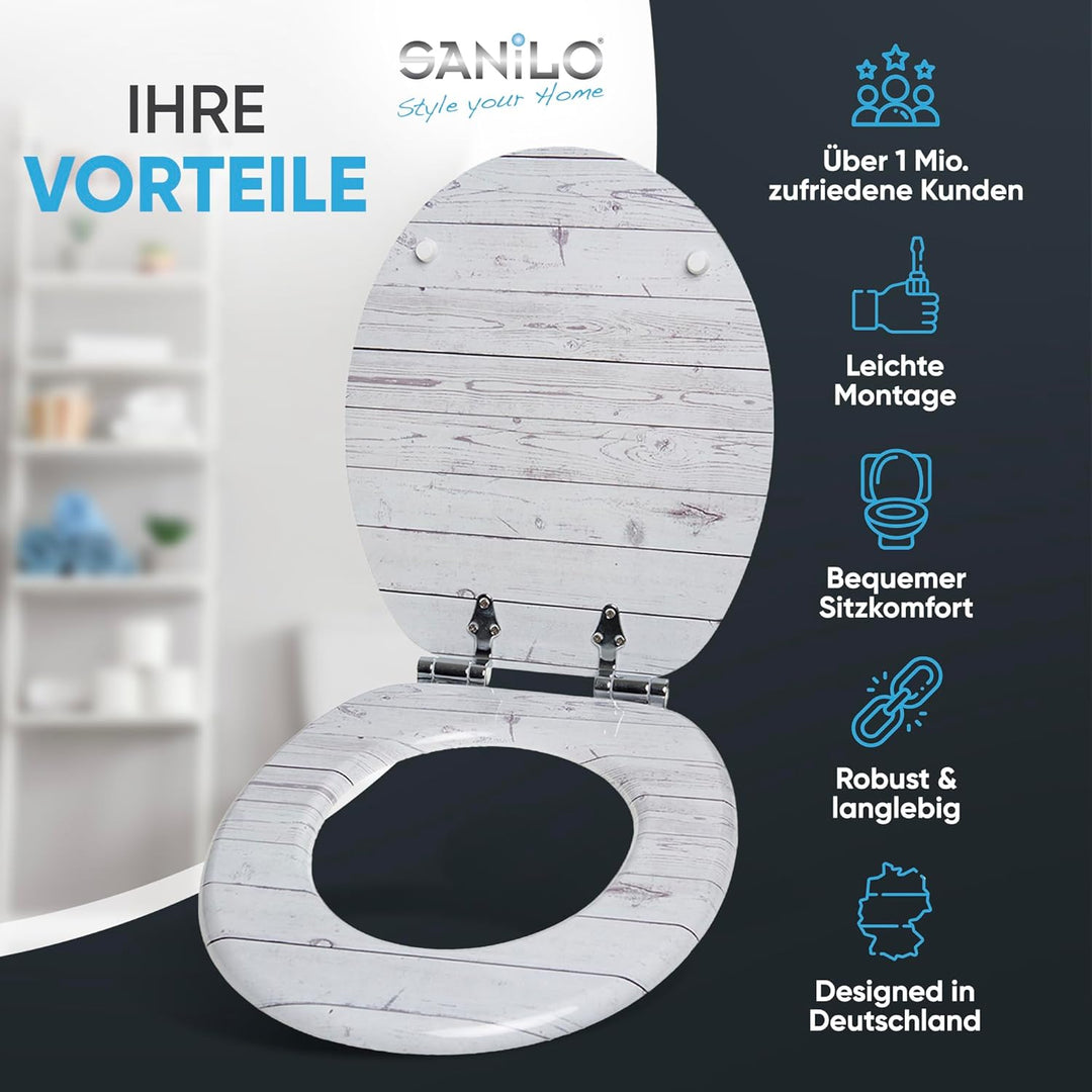 Sanilo WC Sitz mit Absenkautomatik, viele schöne Holz Toilettendeckel zur Auswahl, hochwertige und s
