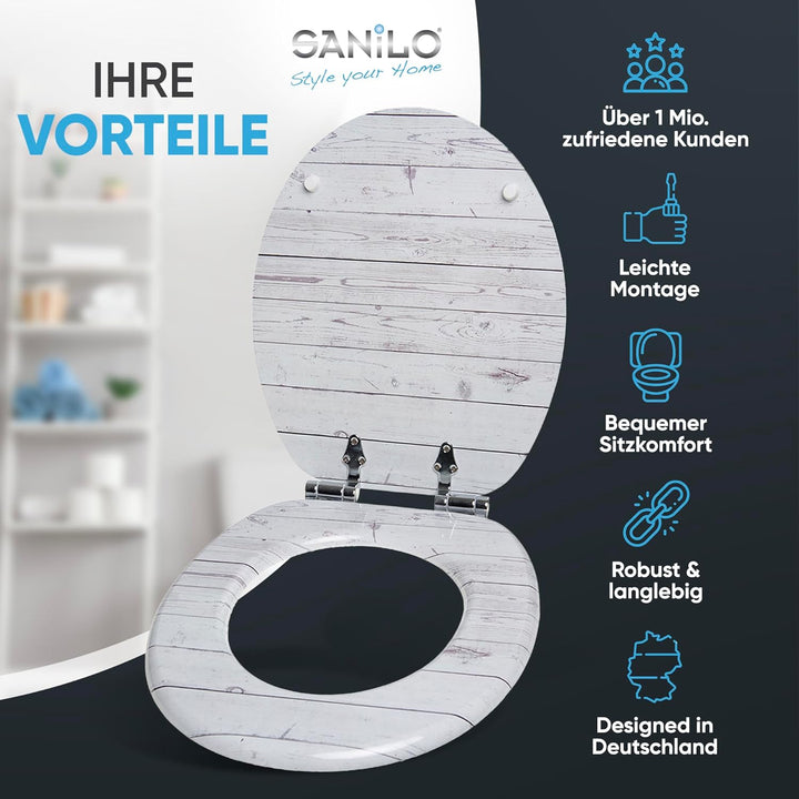 Sanilo WC Sitz mit Absenkautomatik, viele schöne Holz Toilettendeckel zur Auswahl, hochwertige und s