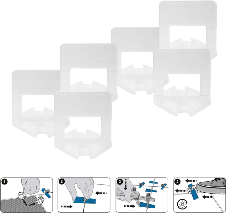 Lantelme Fliesen Nivelliersystem Kit Set mit 100x Zuglaschen 50x Keile 1x Zange Fliesen Verlegehilfe
