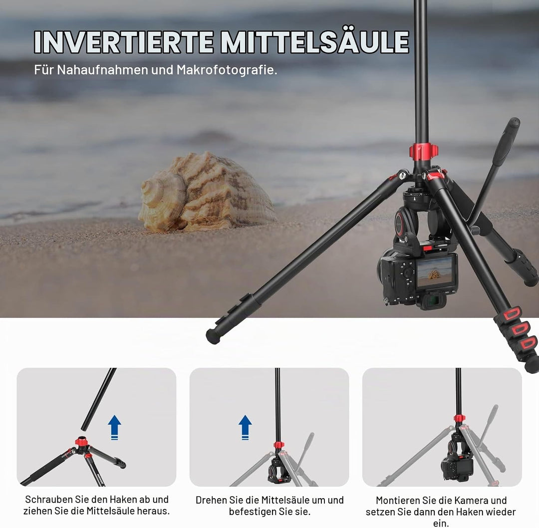 NEEWER 72" Fluidkopf Video Einbeinstativ, Schnellwechselplatte kompatibel mit DJI RS Gimbal, 360° Sc