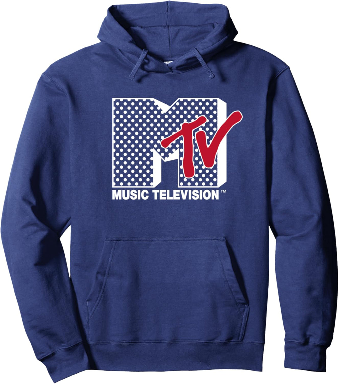 MTV White Polka Dot Logo Fill Pullover Hoodie