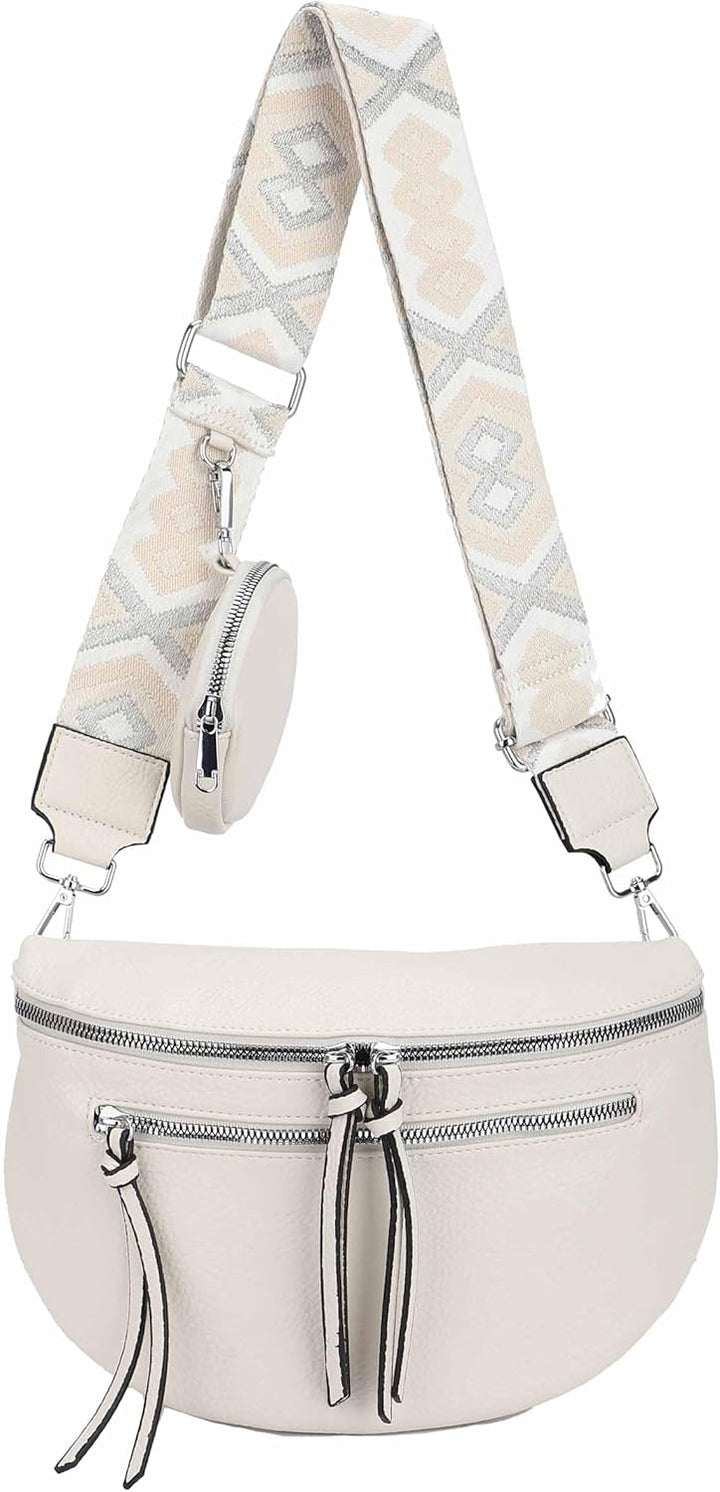 OBC ITALYSHOP24 Damen Tasche Umhängetasche Brusttasche Muster Gürtel Bauchtasche Crossbody Gürteltas