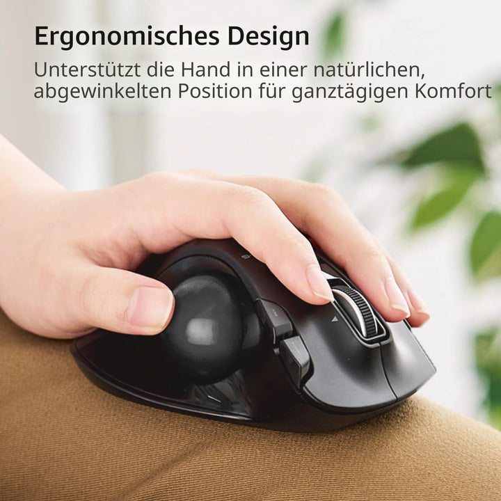 ELECOM EX-G Linkshänder-Trackball-Maus, 2,4 GHz USB Wireless, Ergonomisch, Daumensteuerung, Tracking