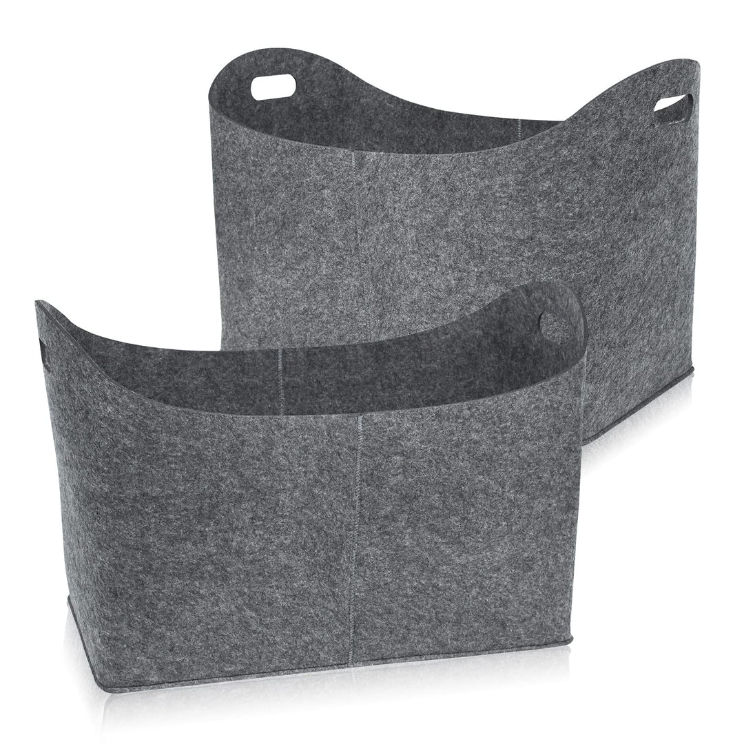 UISEBRT 2 Stück Kaminholztasche aus Filz Holzkorb XL Kaminholzkorb Holztasche mit verstärkten Griffe