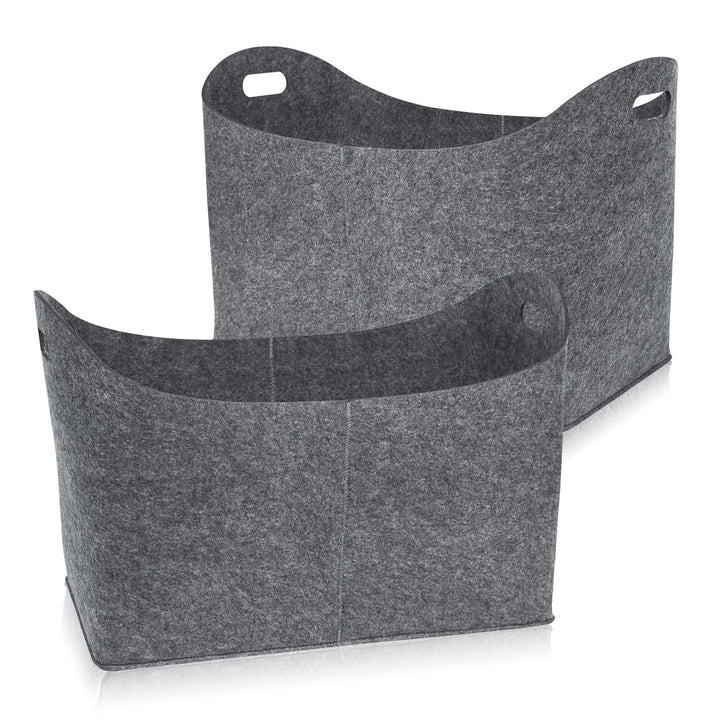 UISEBRT 2 Stück Kaminholztasche aus Filz Holzkorb XL Kaminholzkorb Holztasche mit verstärkten Griffe