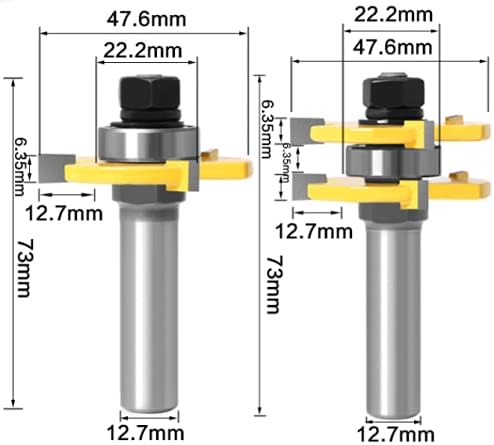 45 Grad Lock Mitre Router Bit, APLUS Holzfräser, Nutfräser + 1/2 12,7 mm Schaft Zungenschaft und Nut