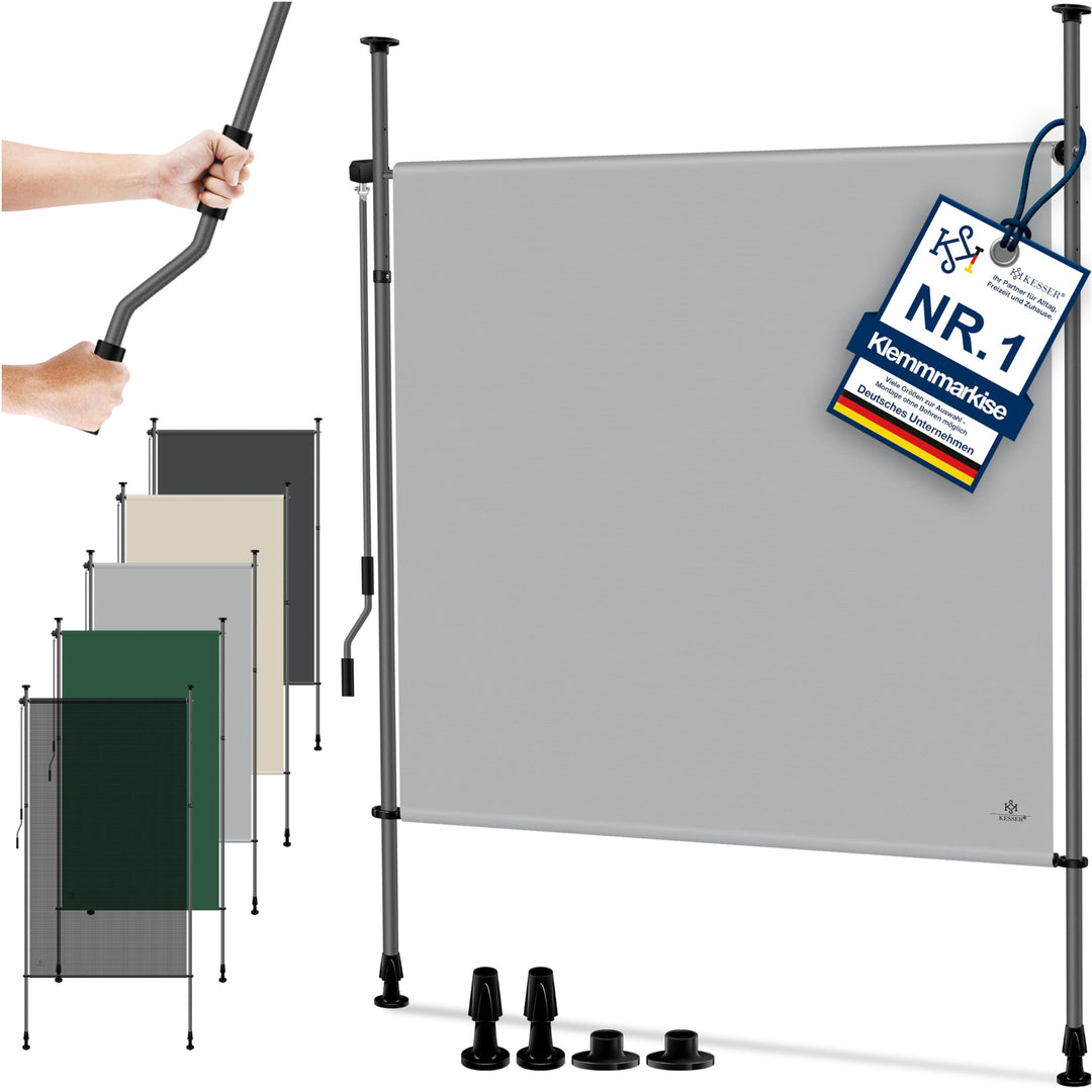 KESSER® Klemmmarkise 150x310 cm, Garten Balkon Sichtschutz wetterfest, Wind- & Sonnenschutz, Senkrec