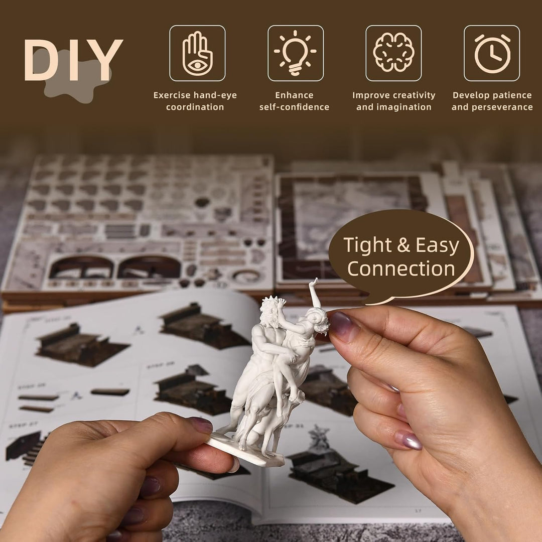MiniCity Book Nook Kit DIY Miniatur Kit Buchstütze 3D Holzpuzzle mit LED-Licht für Bastelenthusiaste