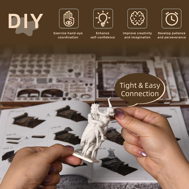 MiniCity Book Nook Kit DIY Miniatur Kit Buchstütze 3D Holzpuzzle mit LED-Licht für Bastelenthusiaste
