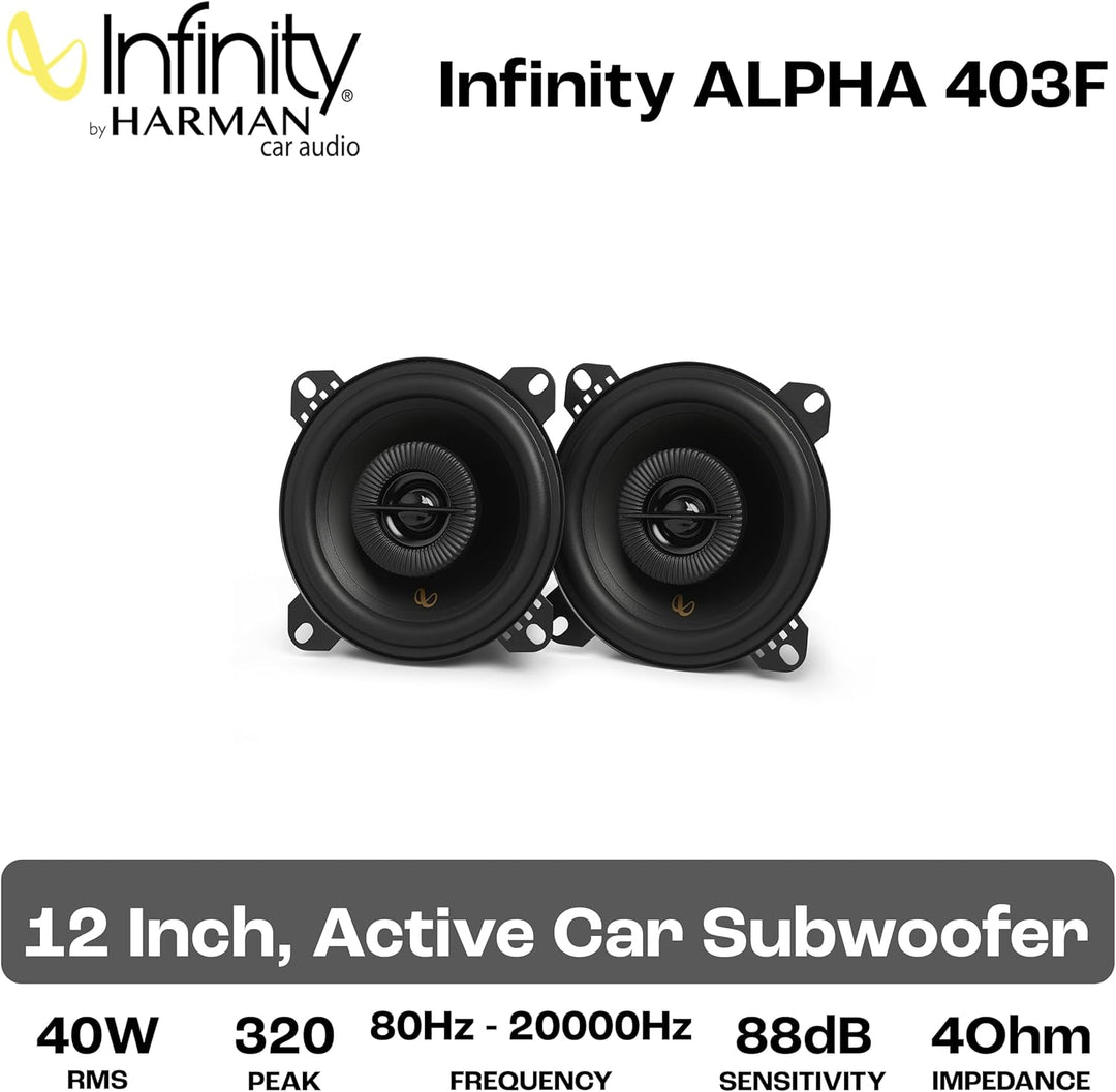 Infinity Alpha 403F Koaxial Lautsprecher Auto 10cm, 4 Zoll, von Harman Kardon Car HiFi mit 40W RMS u