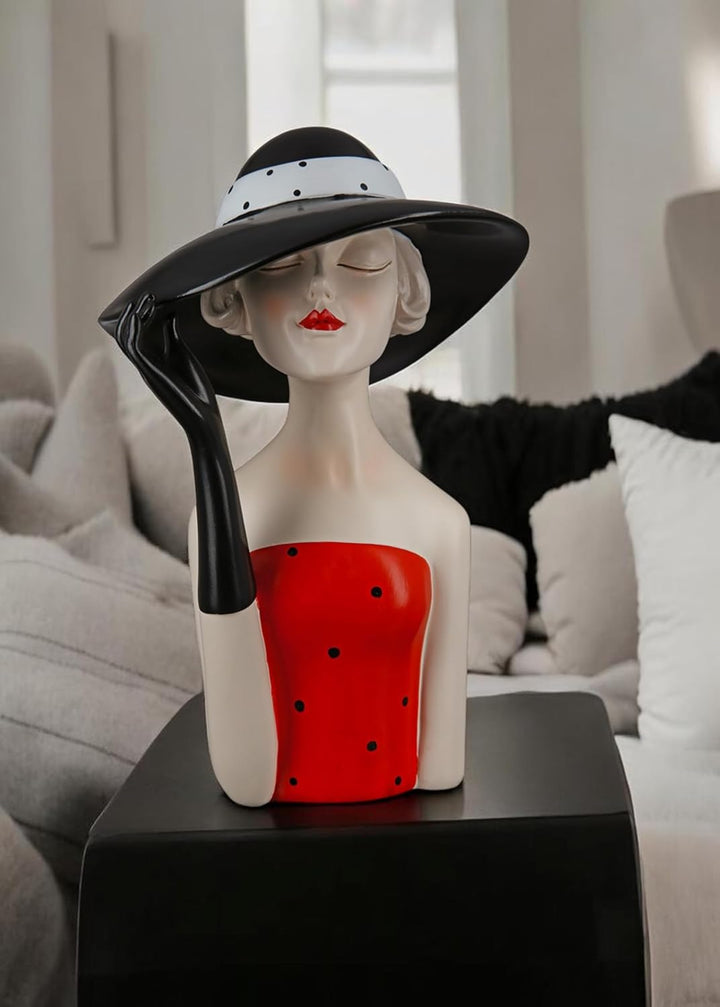 GILDE Deko Skulptur Figur Lady - mit schwarzem Hut - Dekoration und Geschenk - Höhe 29, 5 cm, 37195