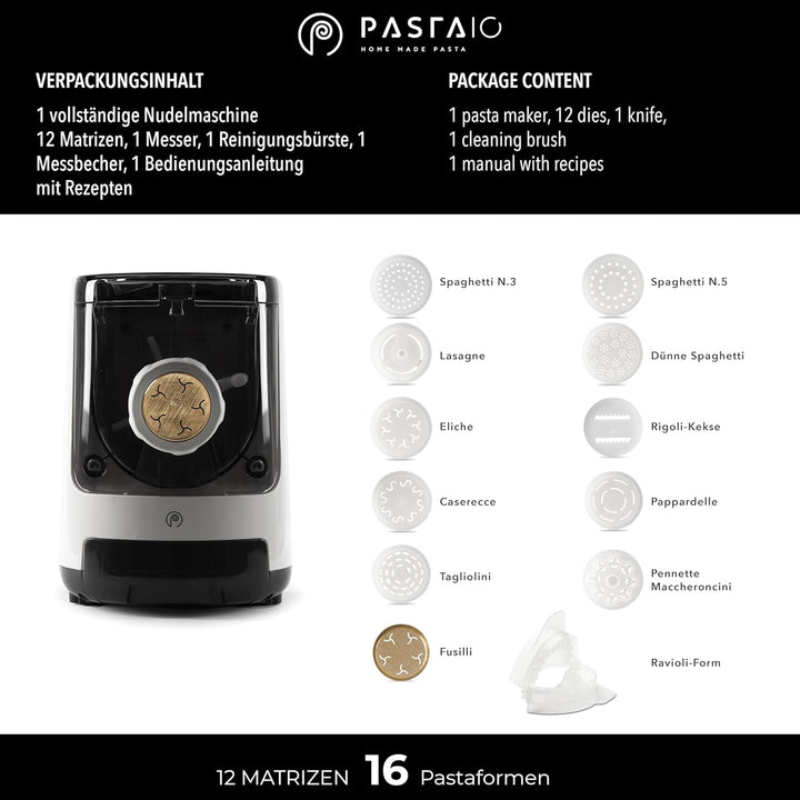 PASTAIO | Pasta-Maker mit doppeltem Extrusion und Ziehen aus Bronze, Nudelmaschine, bis zu 800 g Tei