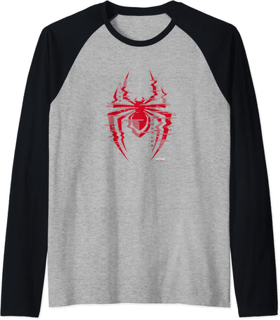 Marvel Spider-Man: Miles Morales Glitch Spider Logo Raglan
