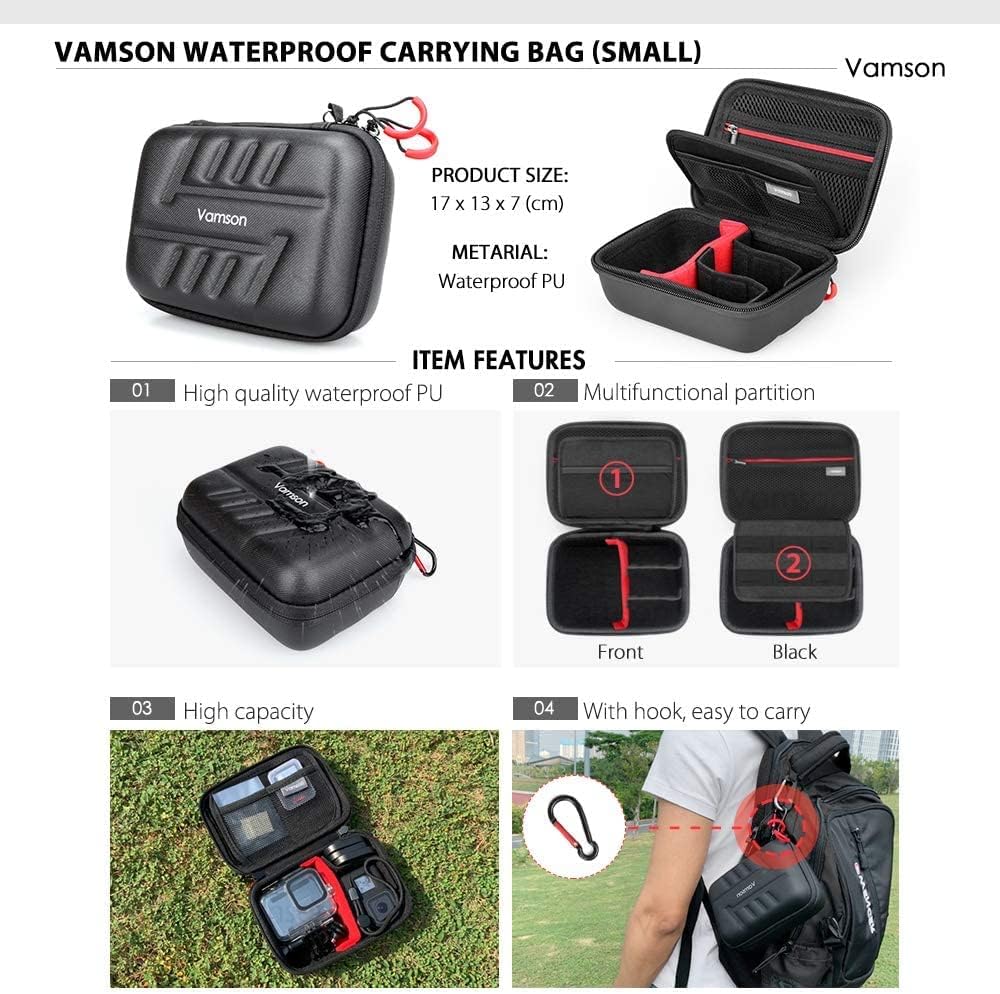 Vamson Grosse Tragetasche für GoPro Hero 9 8 7 6 5 4 3 DJI Osmo Action Akaso Apeman Insta360 One X K