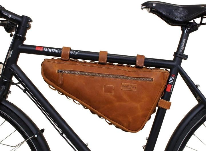 Gusti Fahrradtasche Leder - Jan U. Rahmentasche Ledertasche Radtasche Vintage Look Fahrradzubehör Br