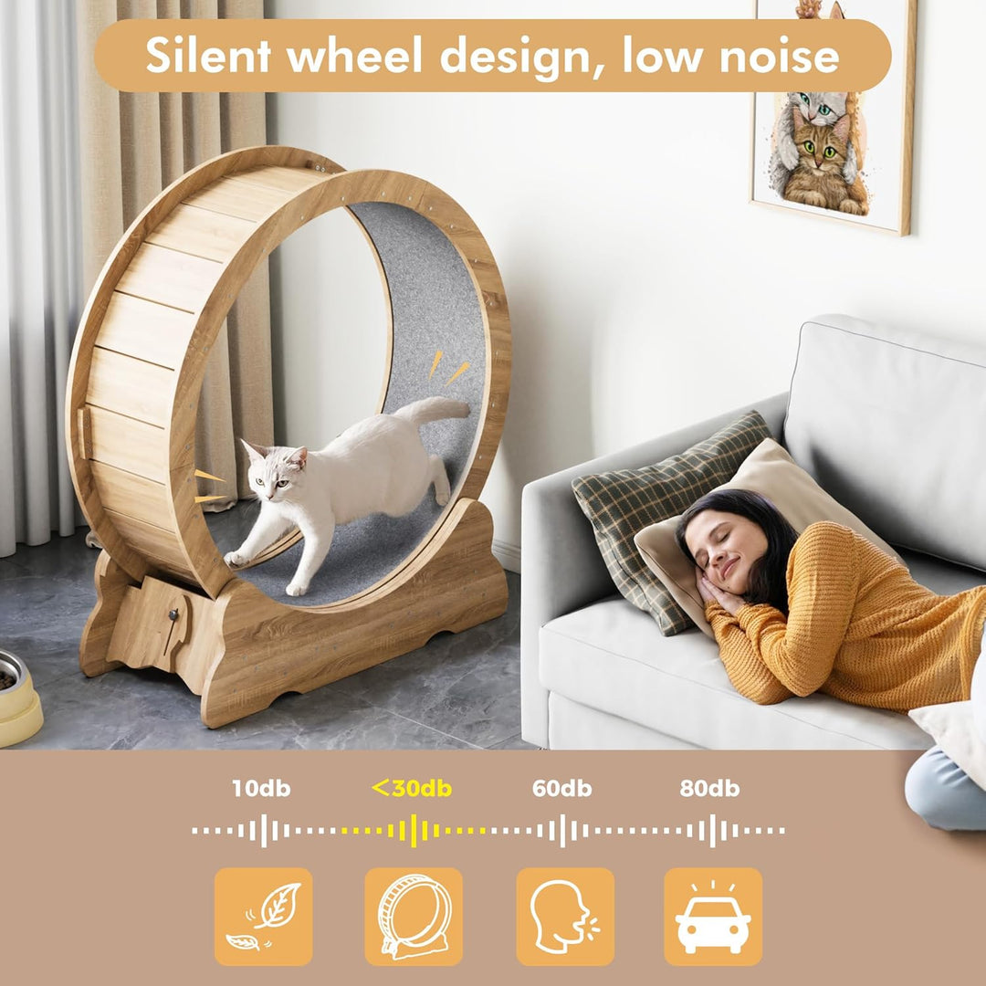 Mondeer Katzenlaufrad, 90cm Laufband mit Abnehmbaren Teppichboden für Indoor Katzen, für Kleines Mit