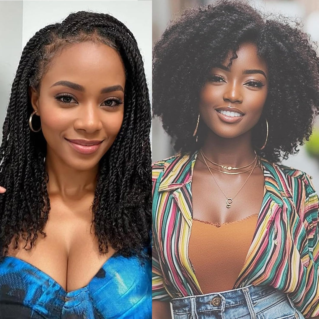 Huarisi Afro Kinky Bulk Human Hair Extensions Schwarz für Dreadlocks Mini Twist Braids Sister Locs u