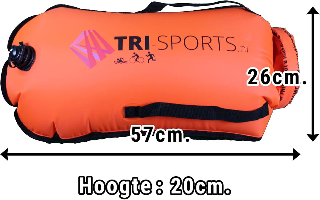 Tri-Sports-Schwimmboje für Freiwasserschwimmen. Sichtbar für Boote, sicher im Falle von Krämpfen und