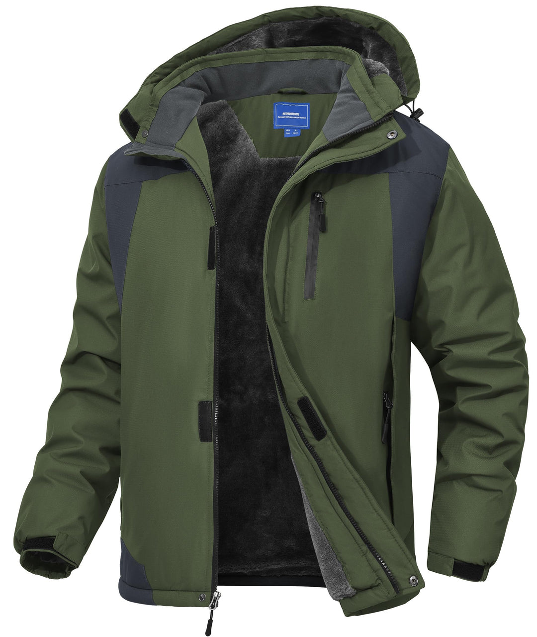 Zzkouine Herren Winter Wasserdichte Fleecejacke Warm Gefüttert Winterjacke Mit Kapuze Wasserabweisen