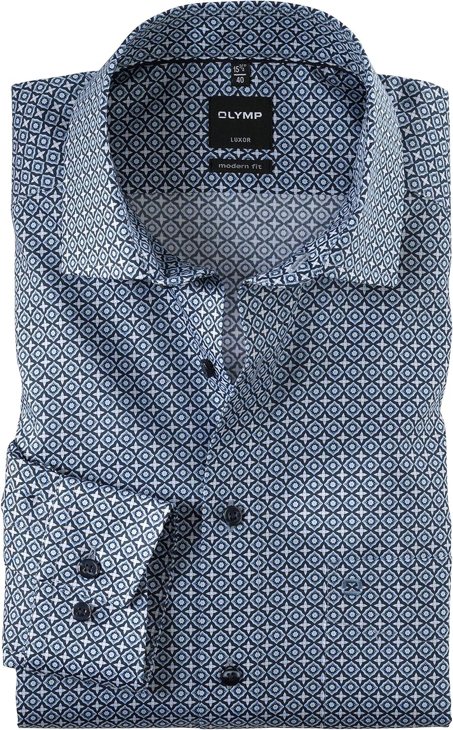 OLYMP Herren Hemd Luxor modernfit, blau Gemustert (1322.64.11) (39)