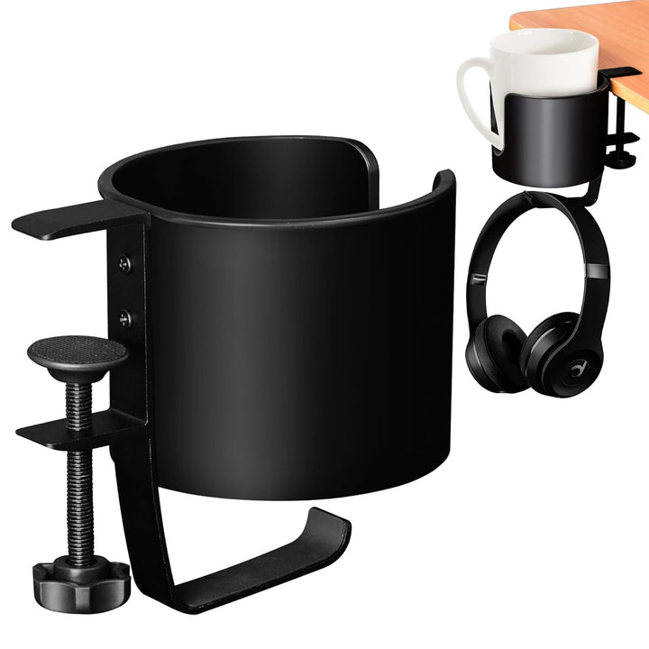 EACHPT 2 in 1 Getränkehalter Tisch & Kopfhörer Halter,Getränkehalter Schreibtisch,Anti Verschütten B