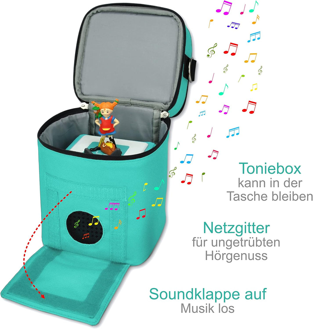 Punalu kompakte Tasche für die Toniebox und Zubehör mit Soundklappe, Platz für ca. 20 Tonies Hörfigu