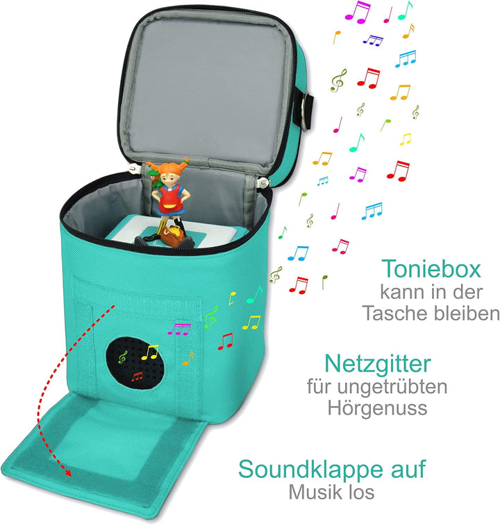 Punalu kompakte Tasche für die Toniebox und Zubehör mit Soundklappe, Platz für ca. 20 Tonies Hörfigu