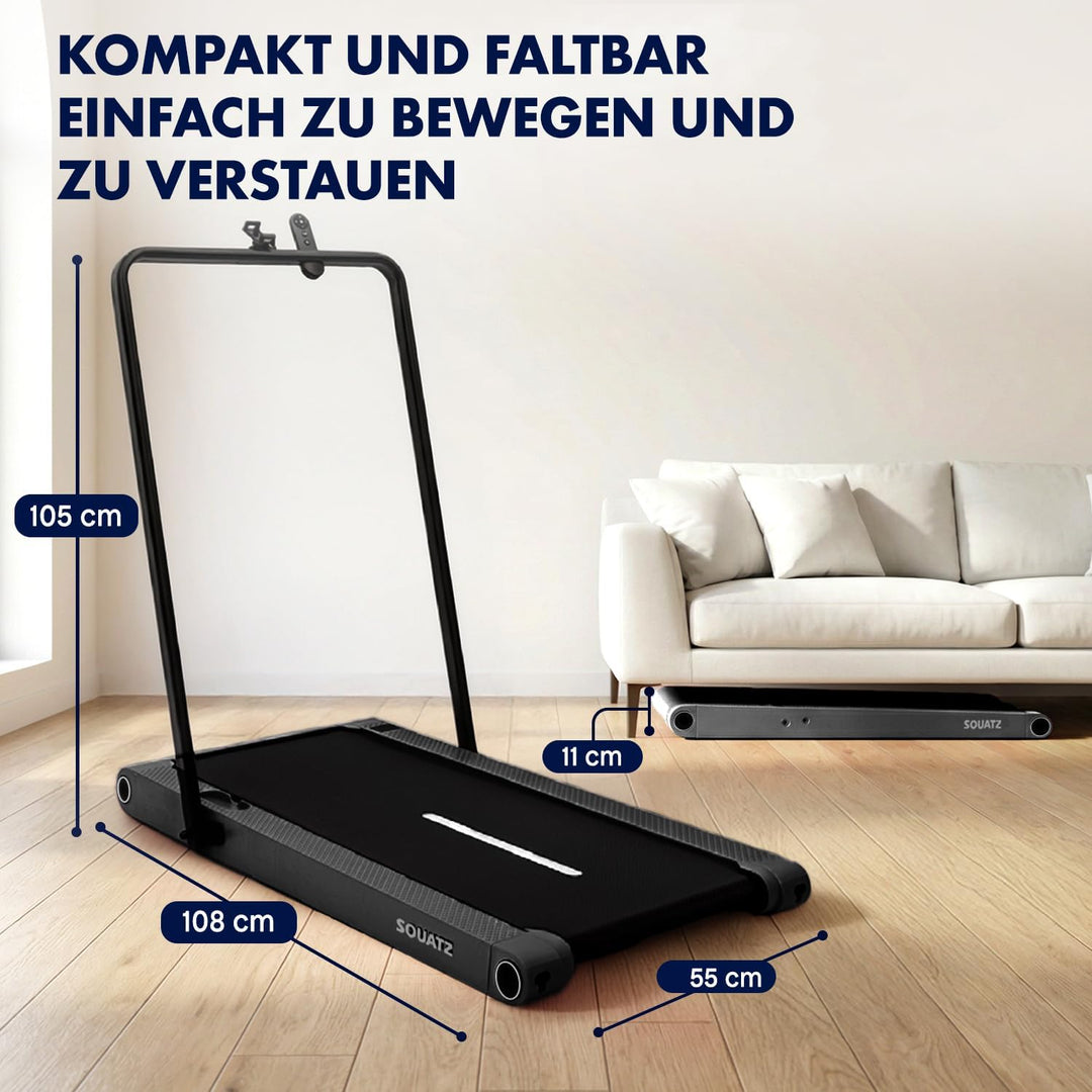 SQUATZ 2-in-1 Walking Pad Laufband mit Handlauf, klappbar und platzsparend, für Zuhause und Büro, mi