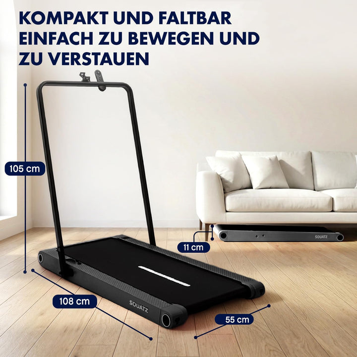 SQUATZ 2-in-1 Walking Pad Laufband mit Handlauf, klappbar und platzsparend, für Zuhause und Büro, mi