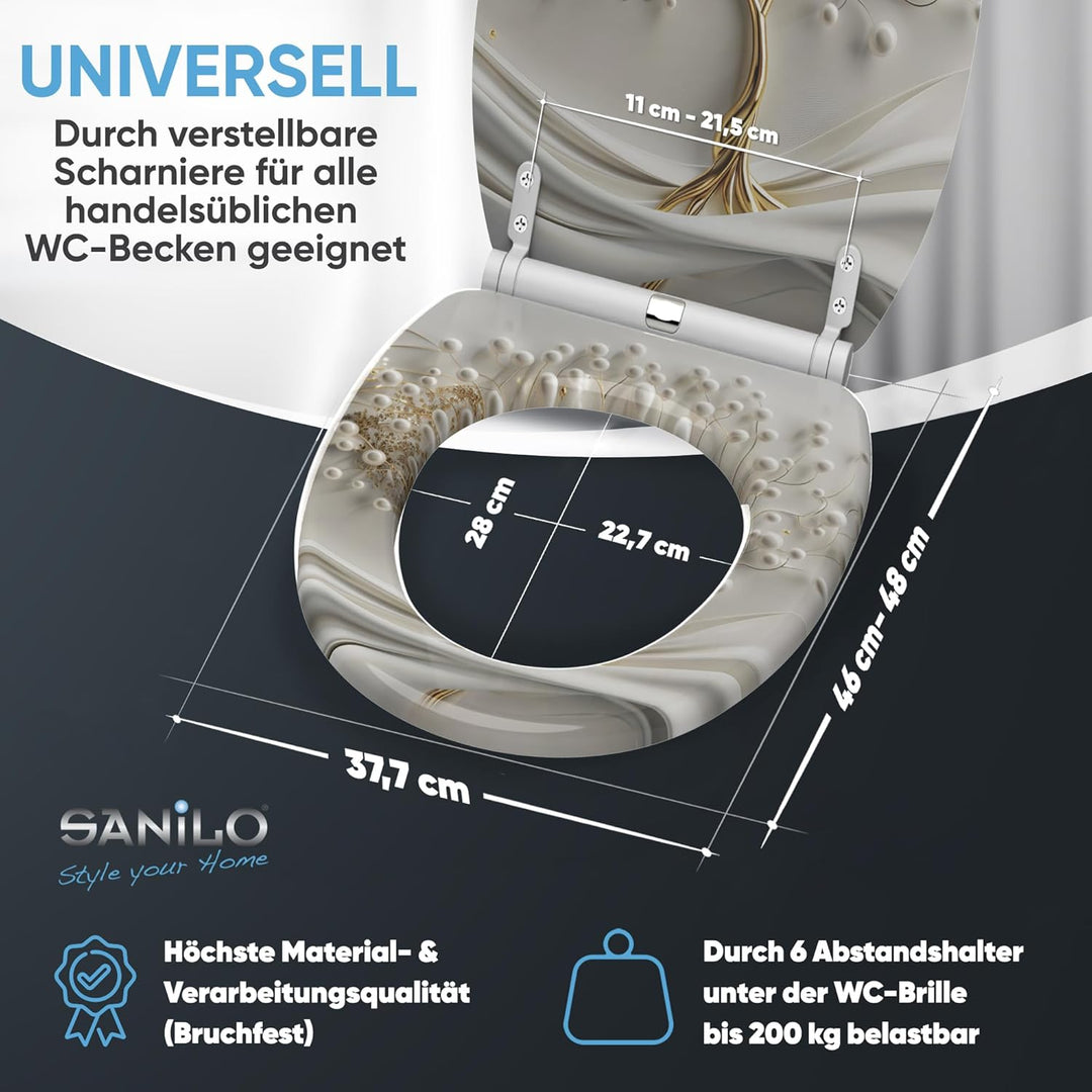 Sanilo WC Sitz mit Absenkautomatik, viele neue Toilettendeckel zur Auswahl, hochwertige Oberfläche,