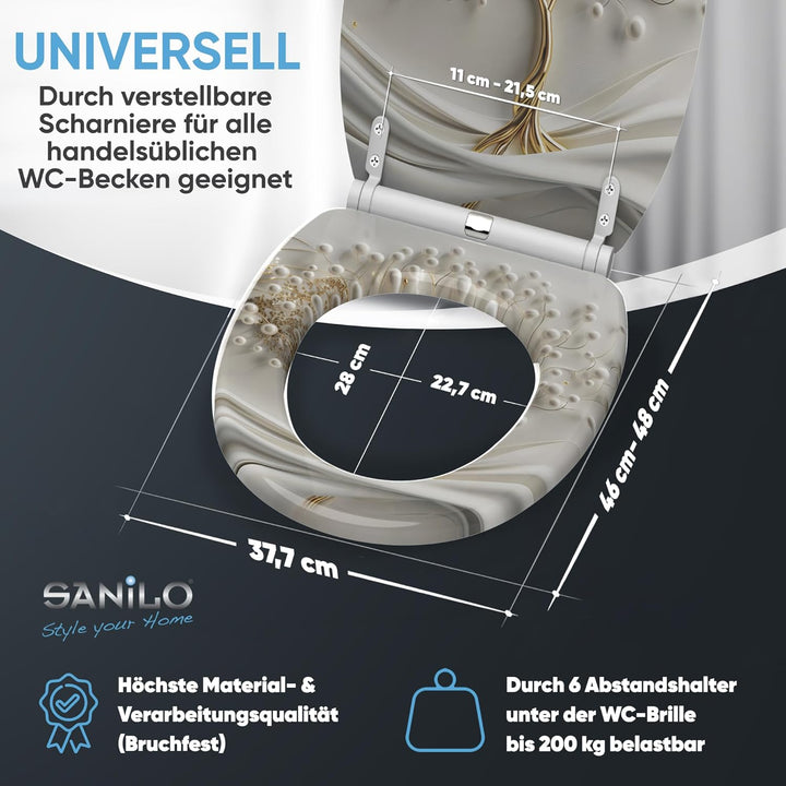Sanilo WC Sitz mit Absenkautomatik, viele neue Toilettendeckel zur Auswahl, hochwertige Oberfläche,