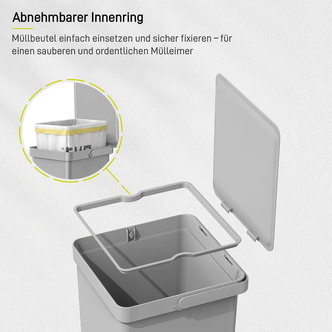 EKO DECO Mülleimer Küche Unterschrank, 20 L + 15 L, 2-fach Mülltrennsystem, ausziehbarer Mülleimer u