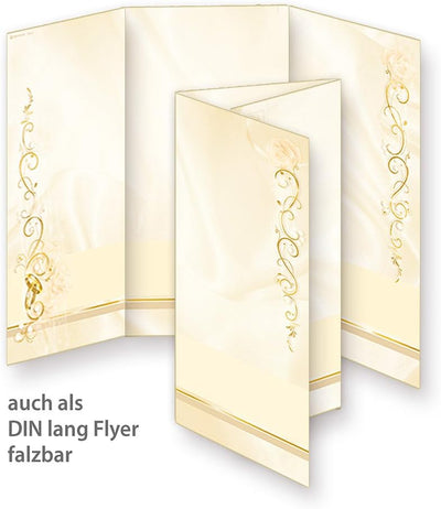 Briefpapier Hochzeit creme (25 Sets inkl. Kuverts) beidseitig bedrucktes A4 Schreib-Papier inkl. Ums