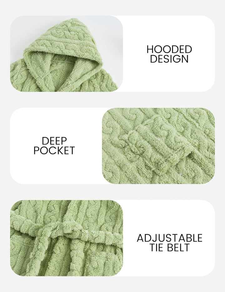 JiAmy Mädchen Bademantel Kapuzen Fleece Warmes Weiches Kinder Badekleid Fuzzy Frottee-Robe 4-14 Jahr