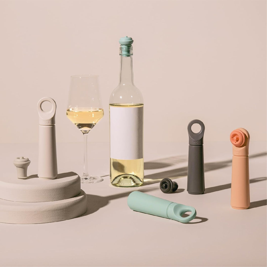Vacu Vin Weinpumpe Loop - Vakuum Weinflaschenverschluss - 1 Pumpe 1 Stopper aus 98% Recyceltem Mater