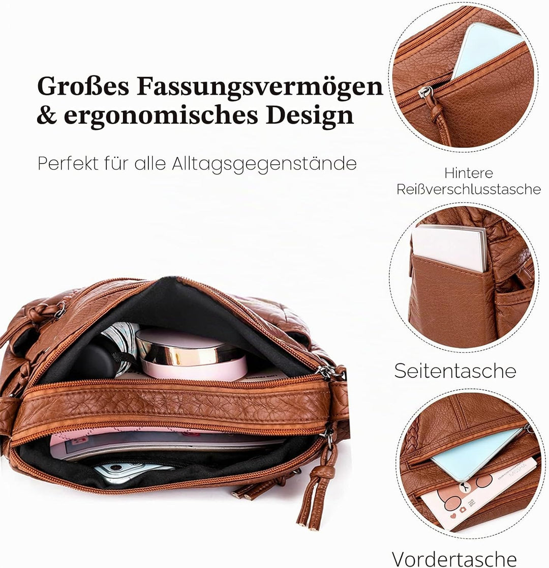 FANDARE Damen Umhängetasche Schultertasche Frauen Crossbody Bag Wasserdicht PU Leder Damentasche Sch