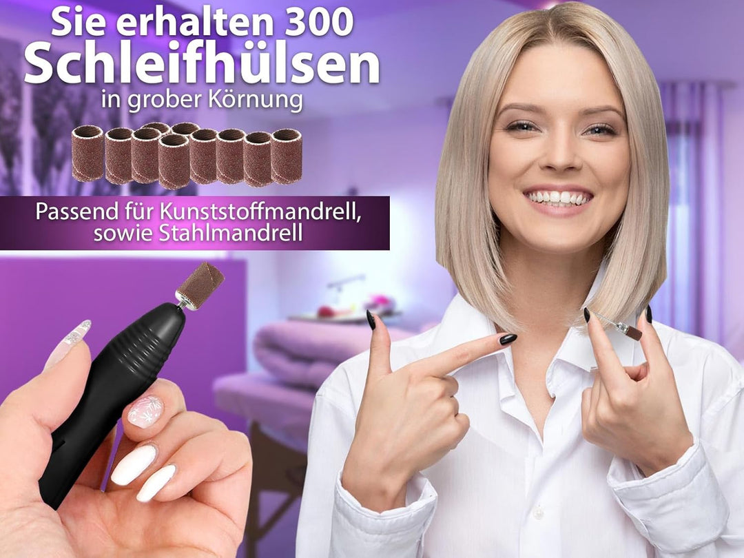 Elektrische Nagelfeile mit Maniküre Set Fusspflegegerät und Diamantschleifer | Fusspflege Pediküre N