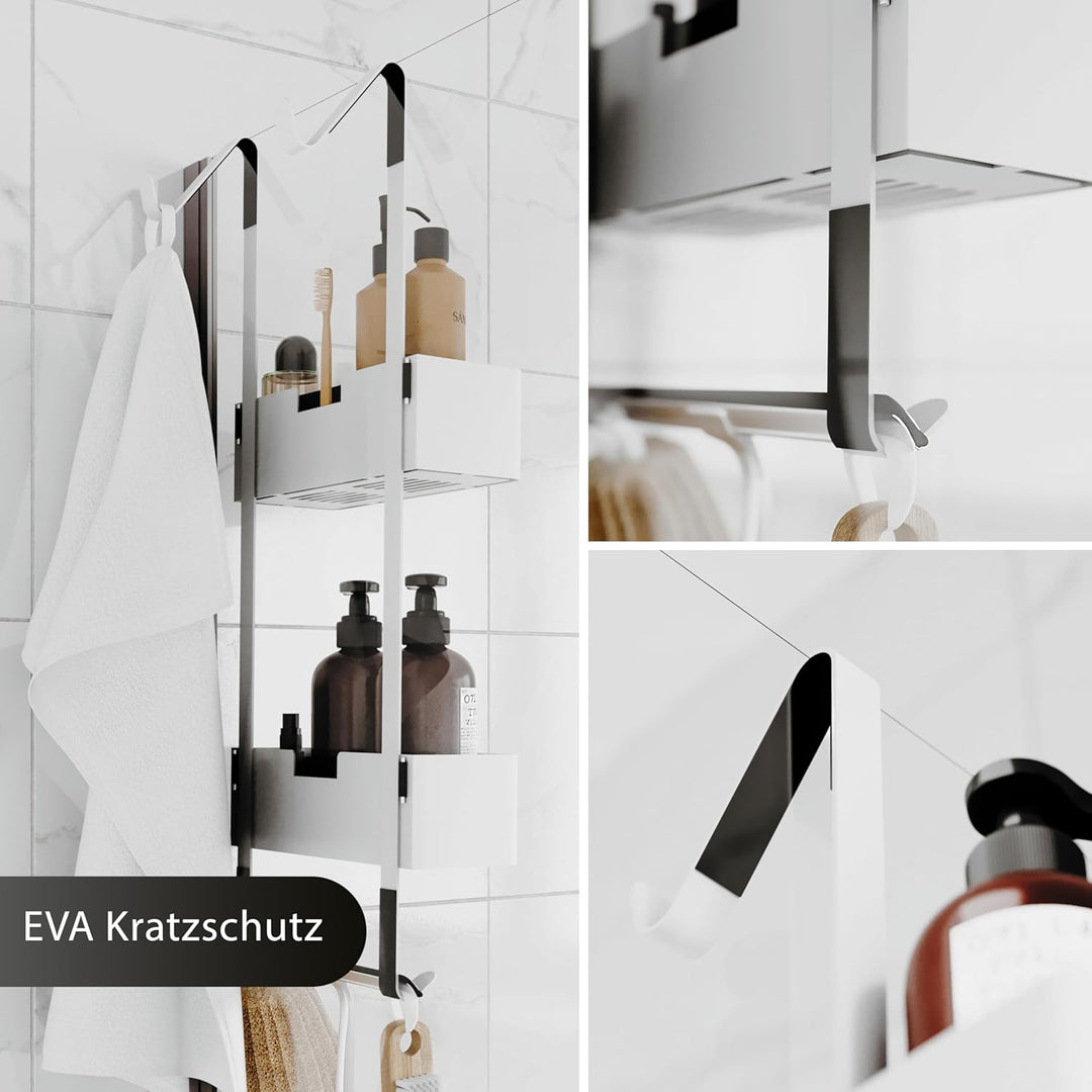 Dolvhin Duschablage zum Hängen | Patentiertes Duschregal ohne Bohren | Edelstahl Badregal Shampoohal