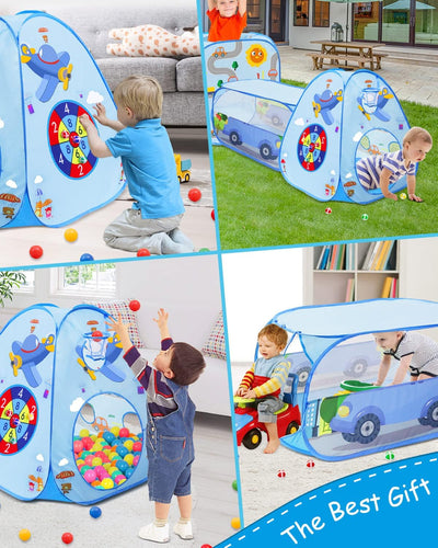 MAIKEHIGH Kinder Spielzelt mit Tunnel, 3 in 1 Pop Up Spieltunnel Bällebad Zelt krabbeltunnel Drinnen