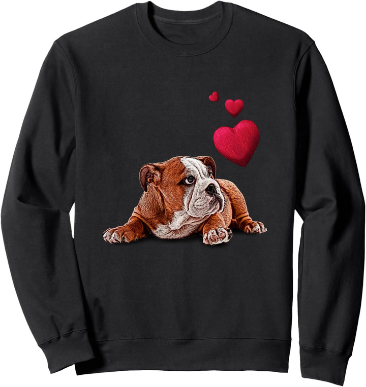 Englische Bulldogge und Herzen, niedliches Hundemotiv Sweatshirt