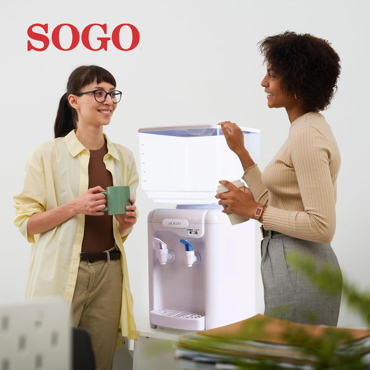 SOGO SS-12010 Elektrischer Wasserspender und Kühler mit 2 Wasserhähnen, Tank für 5 Liter, Weiss BPA-