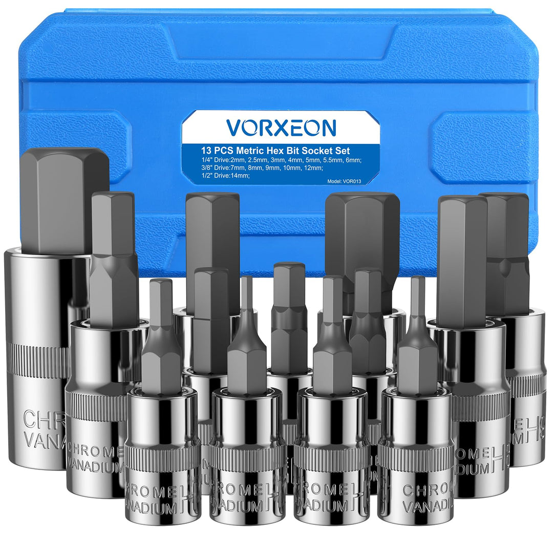 VORXEON Sechskant Steckschlüssel Set 13pcs steckschluesselsatz Metric 2-14mm Mechaniker Werkzeug Sec